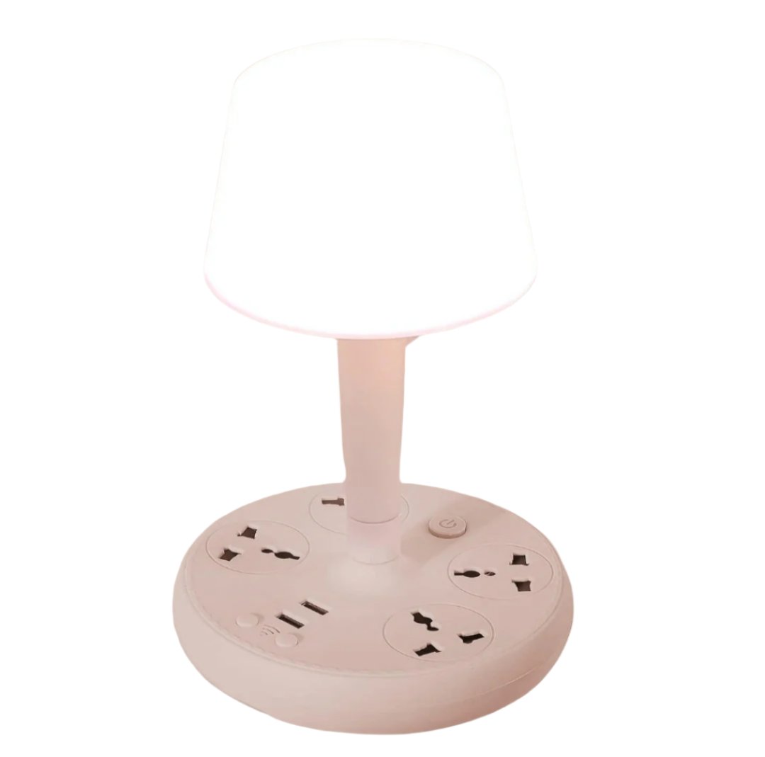 YANINA Multifunctional Table Lamp with 2 USB Charging Ports, Bedside Lamp with 4 AC Power Sockets, Soft Warm Light for Office and Bedroom, Study Special Eye Protection Desk Lamp (White)